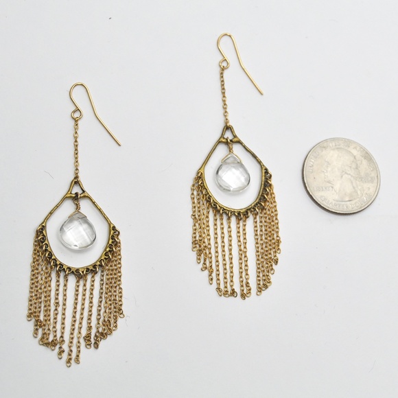 Chic Gold Fringe Earrings - Picture 2 of 5